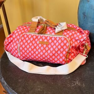 Dena,  design pink/orange weekender duffle  bag with tassels